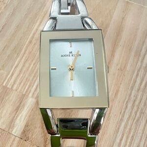 Anne Klein rectangle ladies two tone bracelet dress watch NEW BATTERY